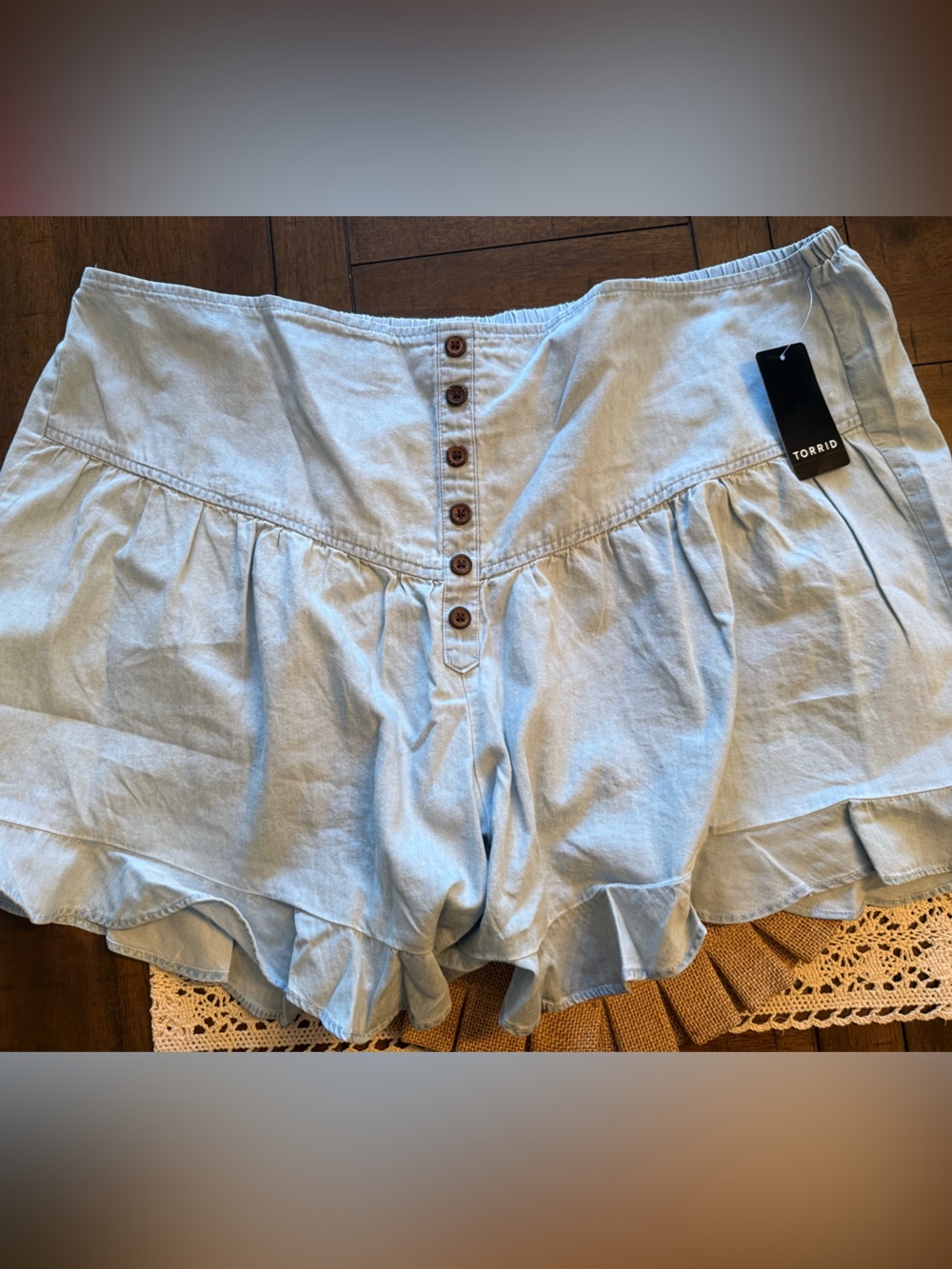 torrid Light Wash Denim Shorts with Elastic Waist